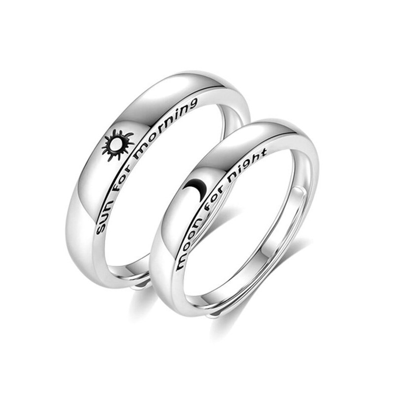 2 Stuks/set Zon Maan Ringen Anniversary Voor Beste Vrienden Zilveren Kleur Paar Ringen Mode Bruiloft Bruid Bruidegom Sieraden