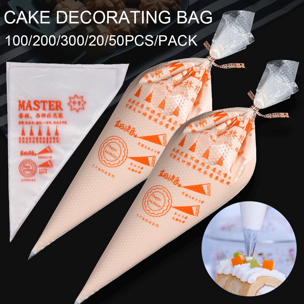 Disposable Pastry Bags Icing Piping Cake Pastry Cupcake Decor Bags Fondant Cake Cream Pastry Tip Baking Tools 100/200/300pcs