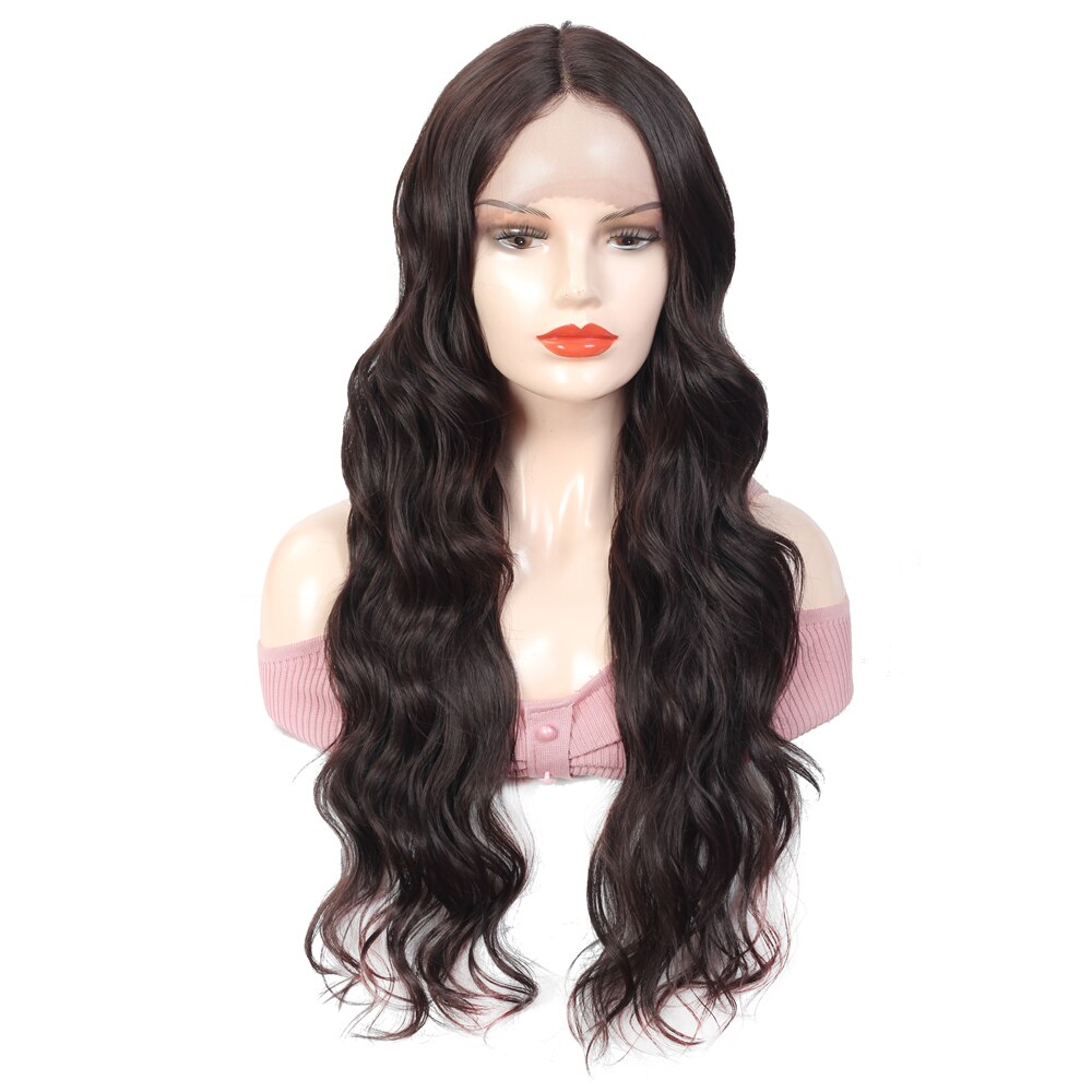 SOKU Ombre Wine Red Color Lace Front Wig 23 Inch Long Wavy Hair Synthetic Wigs With Natural Hairline For Women Trendy Hairstyle: #4