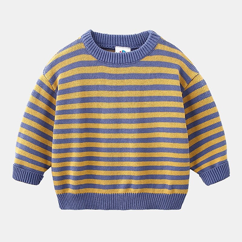Lente herfst winter 2-10 jaar ronde hals gebreide school student kleur patchwork gestreepte mooie truien voor baby kinderen jongens