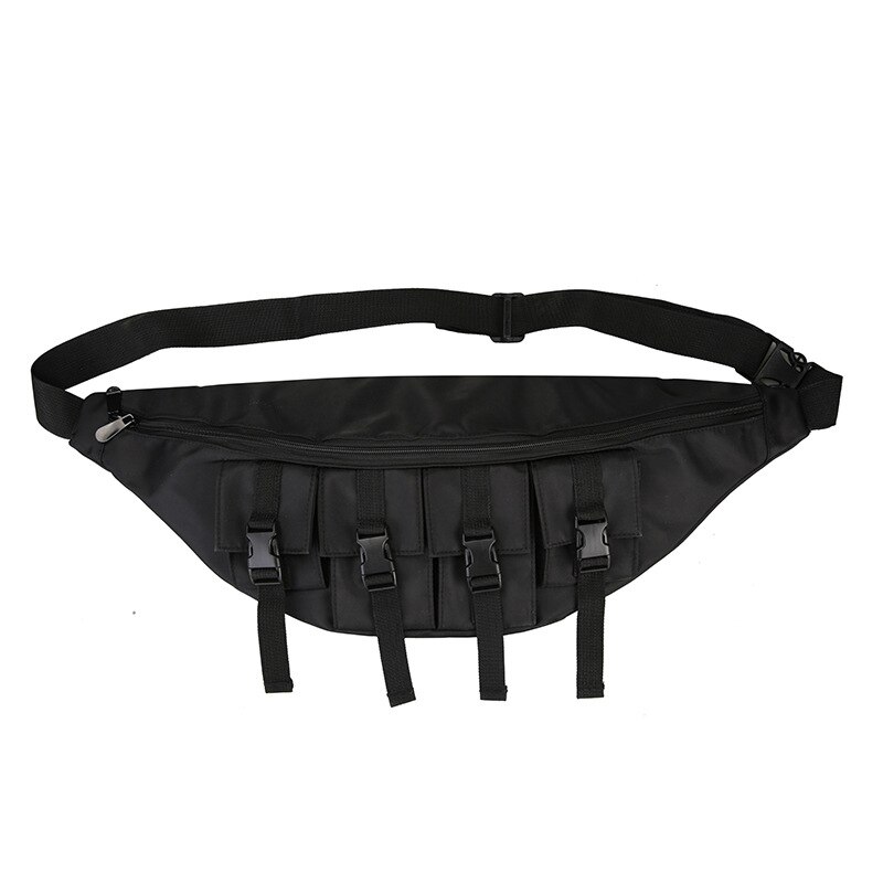 Riñonera impermeable de gran capacidad para hombre y mujer, bolso de pecho, estilo urbano, Hip Hop, plátano, para viajes al aire libre: Black Waist bag