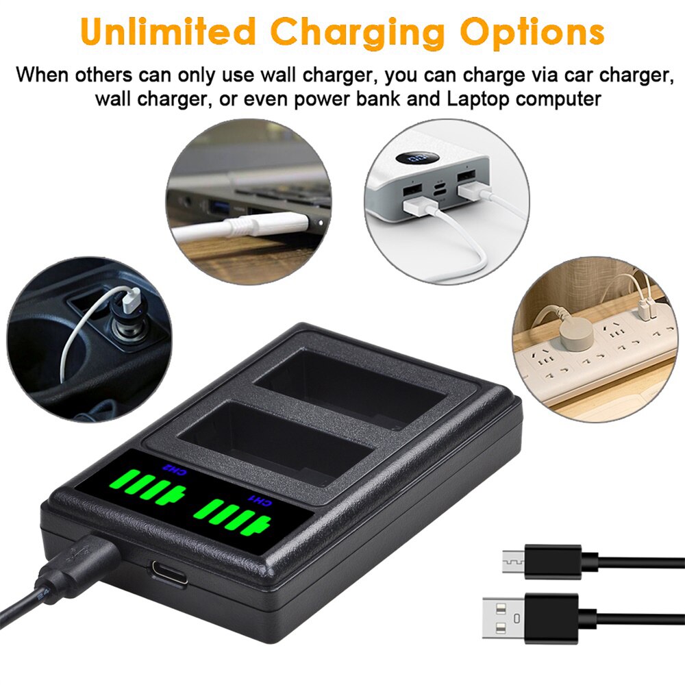 DMW-BLC12 BLC12E BLC12PP Dmw BLC12 Batterij Oplader Kits Voor Panasonic Lumix DMC-FZ200, FZ300, FZ1000, FZ2500, g5, G6, G7, GX8.