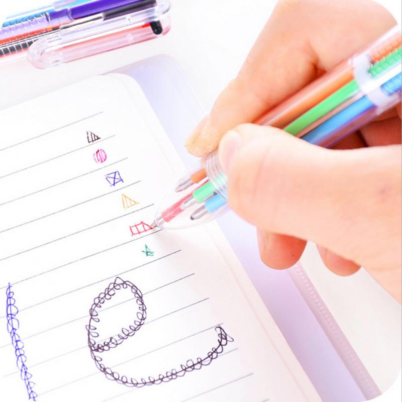 1PCS Colorful 6 In 1 Multifunctional Press Ballpoint Pen Novelty Multicolor Pens School Stationary Home Office Supplies