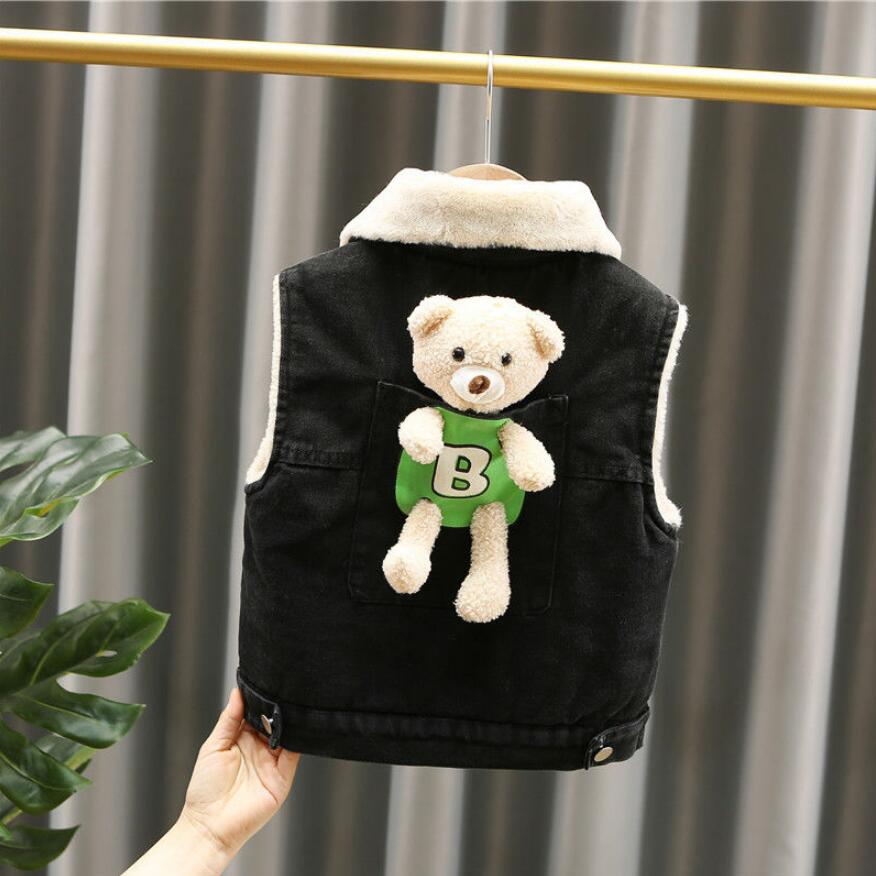 Chaleco vaquero cálido para bebés y niñas, chaqueta gruesa de lana, Otoño,