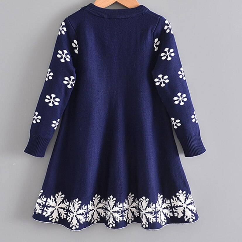 Gonna maglione per ragazze cervo natalizio abito a maniche lunghe autunno e inverno gonna per bambini ispessita neonata abito da neve di natale
