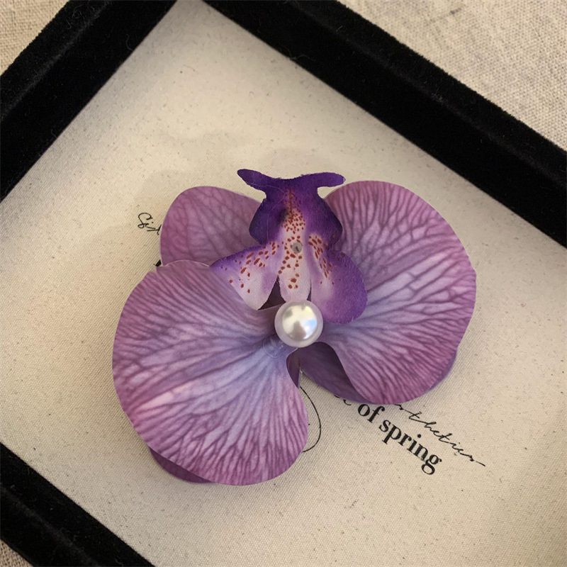 Orchid Hair Clip For Woman Artificial Flower Hairpins Cute Wedding Party Side Clip Hair Accessories