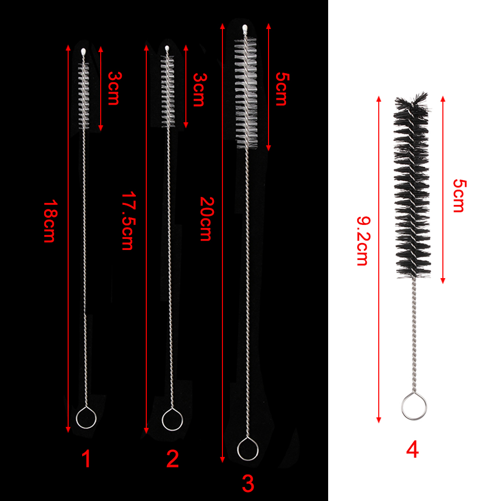 5 stks/set Herbruikbare Stro Schoonmaak Borstels Roestvrij Staal Zacht Haar Fles Borstel Handvat Spiraal Melk Fles Borstel Schoonmaak Tool