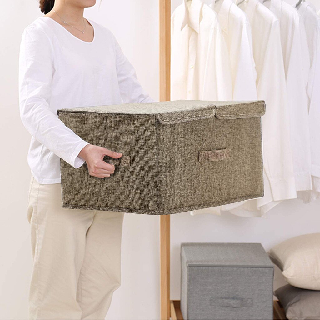 Folding Storage Basket Foldable Linen Storage Box Bins Fabric Organizer Organize Office Bedroom Closet Toys Laundry Basket