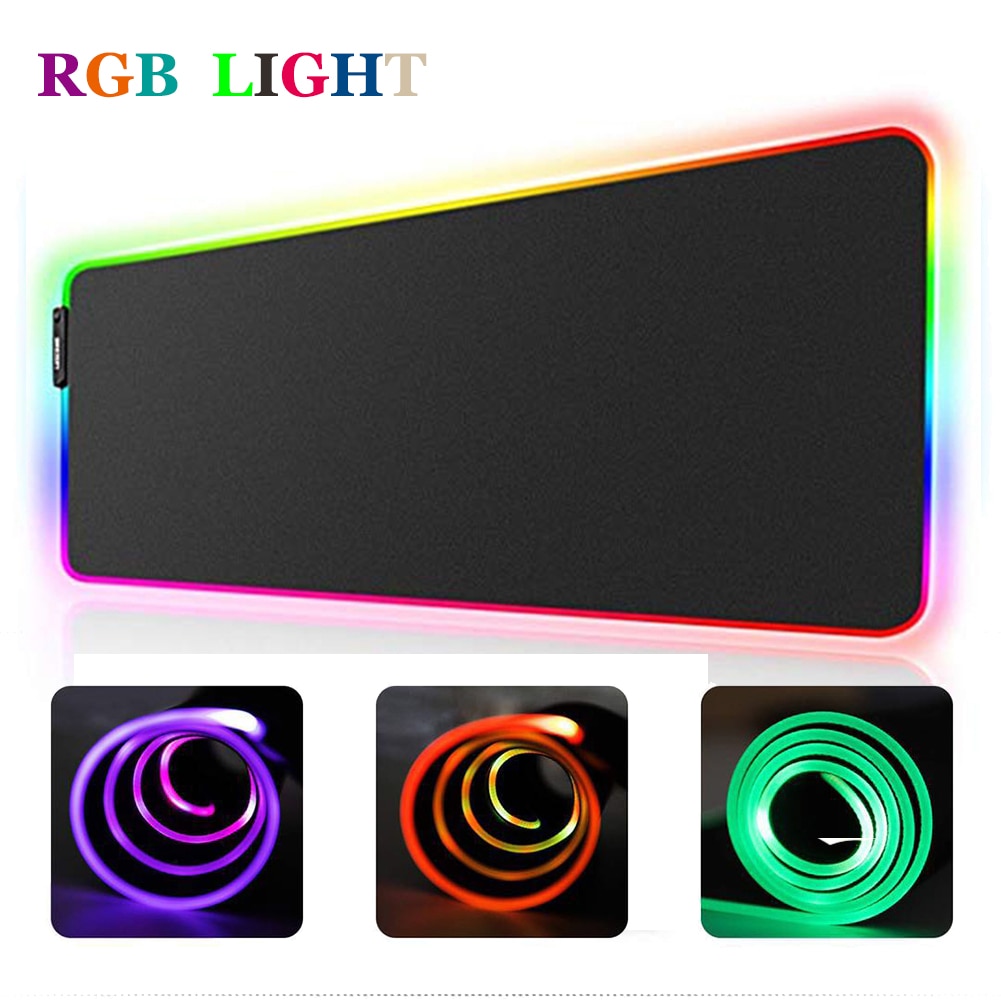 Colorful RGB Mouse Pad Anti-Slip Desk Rubber Pad USB Wired Lighting Backlight Big Gaming Mouse Carpet For keyboard Desk Mise