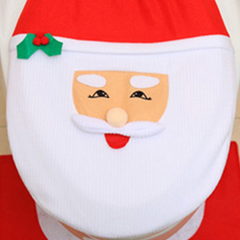 Juledekorationssæt til toilet toiletdæksel konturmåtte tæppe toiletpapir dispenser bad dekoration