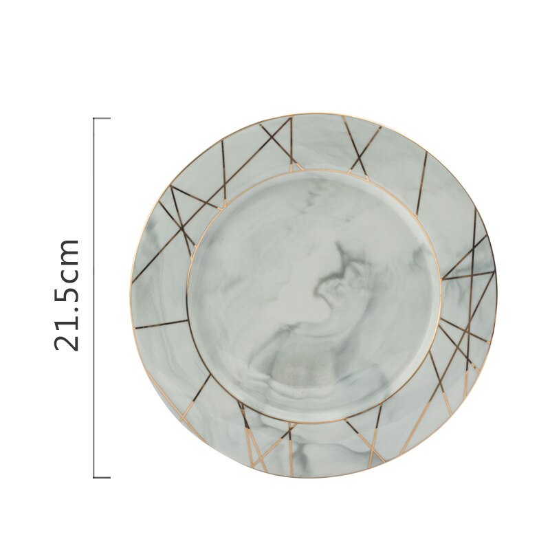 1pc glod geometri diamant marmor keramisk middag flad plade opvaske salat plader desset plade sousplat dekorative bordservice
