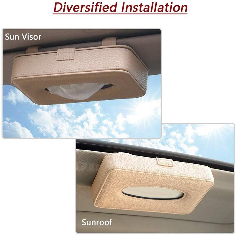 Luxe leren auto zonneklepbeugel, ophangbeugel voor autostoelrug, multifunctionele tissuehoes met een tissuevervanger