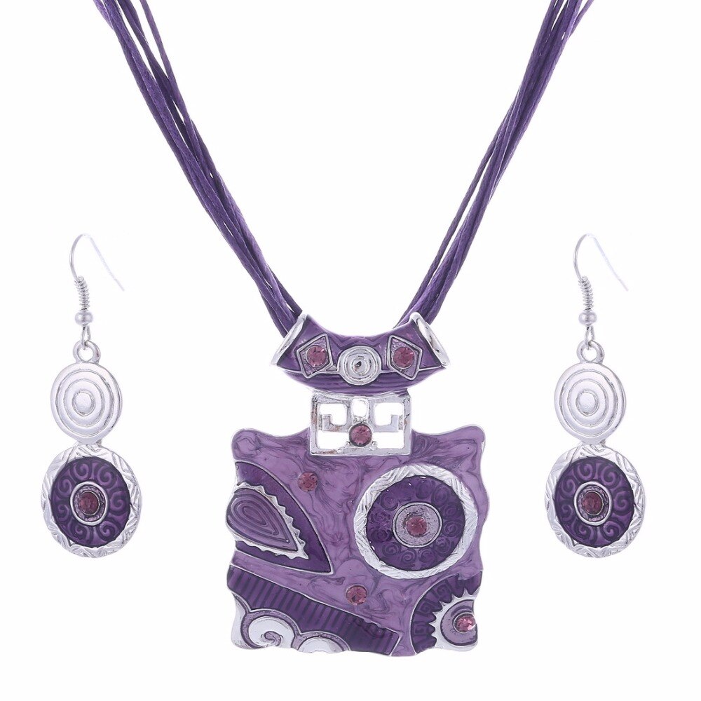 Boho africano conjunto de jóias de cristal gem pingente colar conjunto de jóias de casamento conjunto para conjuntos de jóias de esmalte de noiva