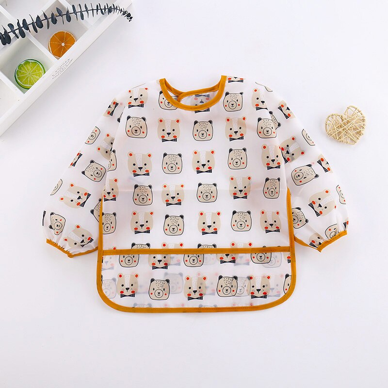 Tablier à manches longues imperméable | Mignon bébé enfant en bas âge, tablier à bavette dessin animé vêtements d'alimentation à bavettes: D / 4 to 6 Years