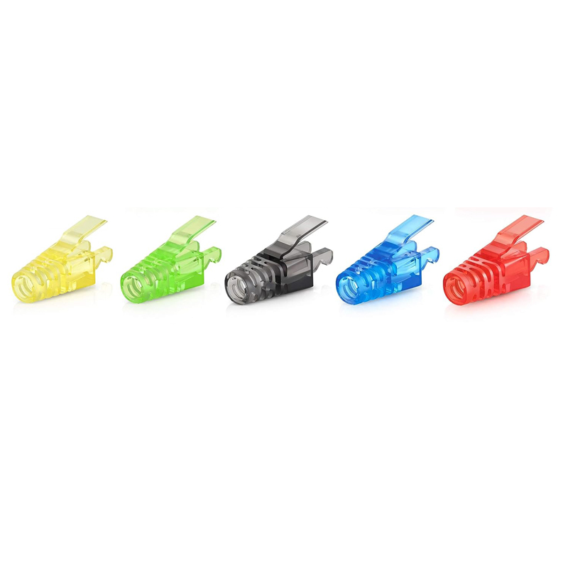 Linkwylan RJ45 Cat6 Pass Through Connectors Assorted Colors EZ to Crimp Modular Plug for Solid or Stranded UTP Network Cable: Brown / 0.2M