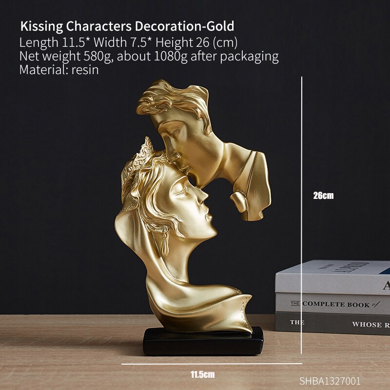 Europa stil harpiks abstrakt skulptur boligindretning tilbehør moderne kys par statuer stue indretning kærlighed bryllup: 26cm bryllup-guld