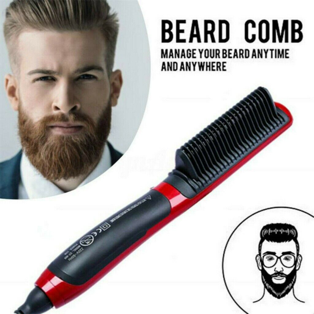 Ceramic Hair Straightener Brush Hair Electric Beard Comb Flat Iron Digital Heating Anti-Static Hair Brush Styling Tool