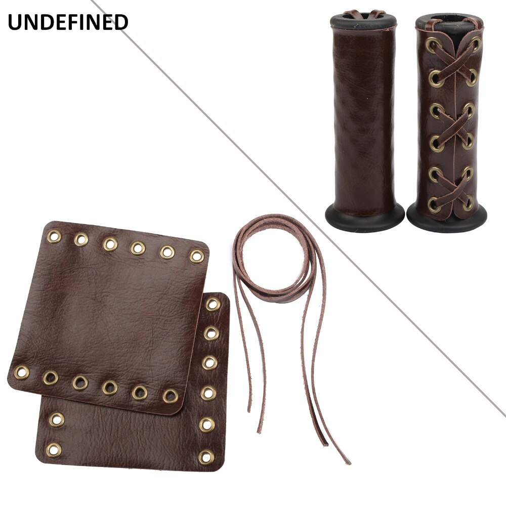 Motorcycle Handle Grips Cover Retro Heavy Duty PU Leather Hand Grip Throttle Cover Wraps For Harley For Indian Cafe Racer Bobber