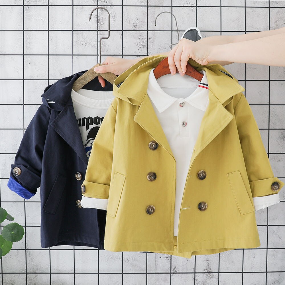 Efterår vinter baby drenge og piger jakker frakker børn lange stribede trenchcoats til drenge børn hætteovertøj babyjakke