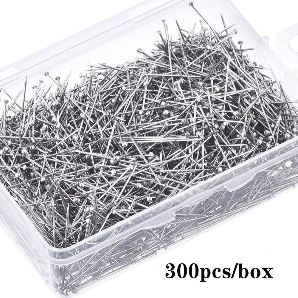 300Pcs 35mm Stainless Steel Sewing Pins Dressmaker Straight Quilting Pins Fine Satin Head Pins for Jewelry Making Sewing Tools