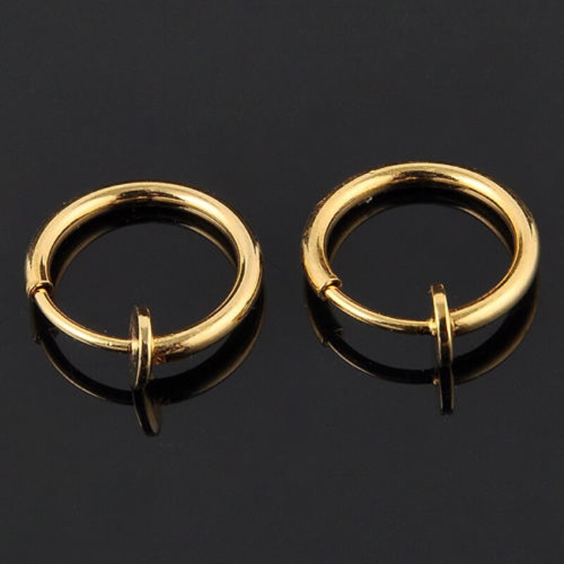 LNRRABC 2pcs Invisible No Ear Hole Earrings Clip Nose Ring Belly Button Ring For Unisex Punk Wind Jewelry Accessories