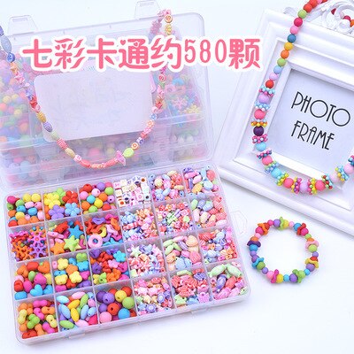 Diy handgemaakte kralen speelgoed met accessoires set kinderen 24 raster meisje sieraden maken speelgoed educatief speelgoed kinderen: G-stijl