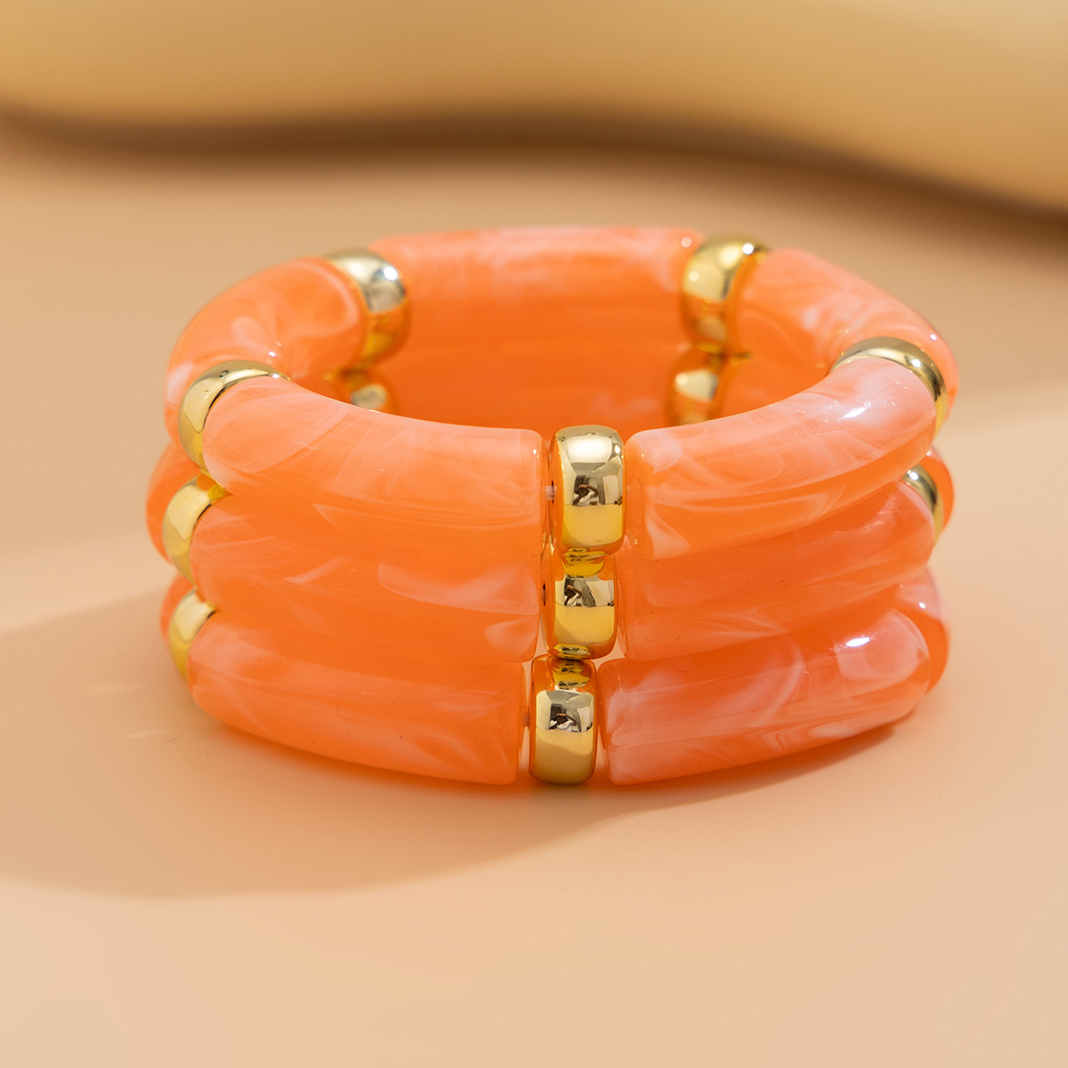 KMVEXO Vintage Acrylic Bamboo Beads Bracelet for Women Multi Color Stretchy Resin Girls Charm Couple Bangles Men Jewelry