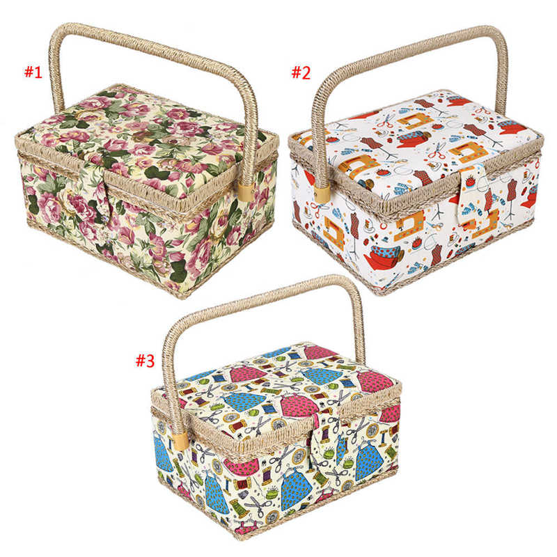 3 Colors Craft Sewing Tool Needle Thread Basket Fabric Household Storage Box Sewing Box Organizer with Sewing Accessories