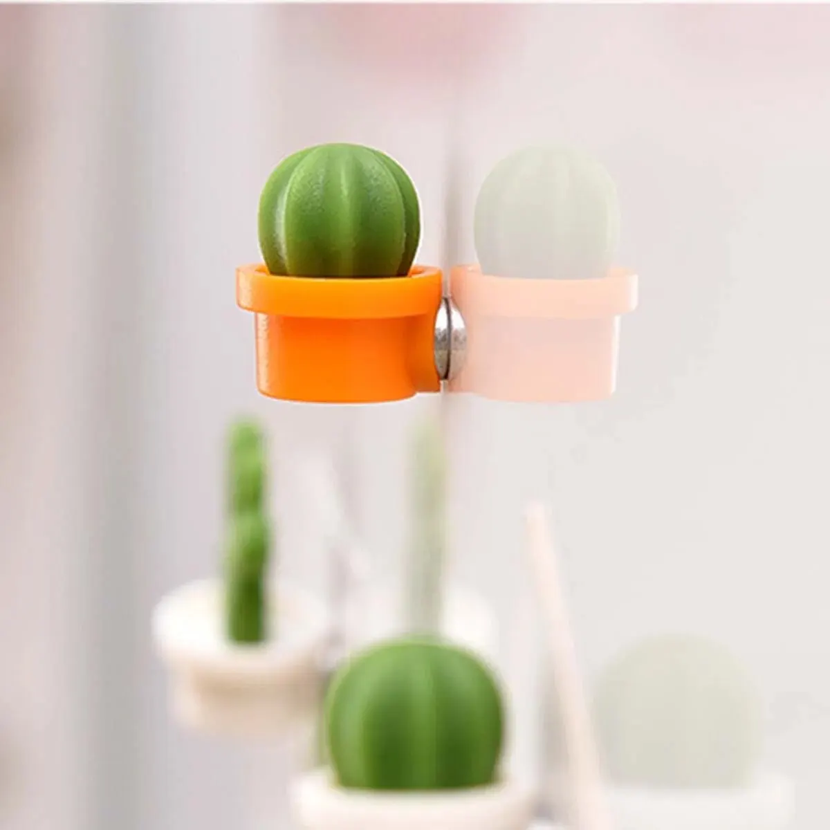 Aimant de réfrigérateur à Message magnétique Cactus, plante verte en pot, boule de Cactus, aimant de réfrigérateur tridimensionnel 6 pièces