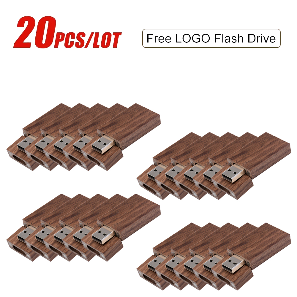 20 unids/lote, , unidad Flash USB 2,0 de madera, 128GB, 64GB, 32GB, 16GB, 8GB, memoria Stick, fotografía, de boda, logotipo personalizado gratis: Blanco / 16 GB