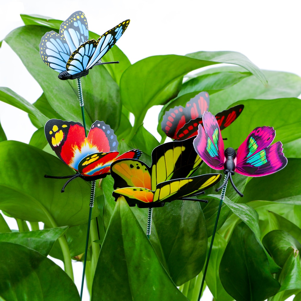 5 Pcs/Bunch of Butterflies Garden Yard Planter Colorful Whimsical Butterfly Stakes Decoracion Outdoor Decor Flower Pots