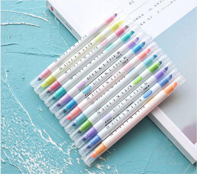 Adeeing 12 Pcs Double Head Nite Writer Pen Marking Pen School Office Supplies double head Nite Writer Pen QCKr57