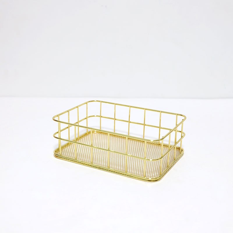 Panier de rangement en fer forgé Rose doré, panier de rangement en métal, porte-stylo, de bureau, de papeterie de finition: GOLD-S-FANG