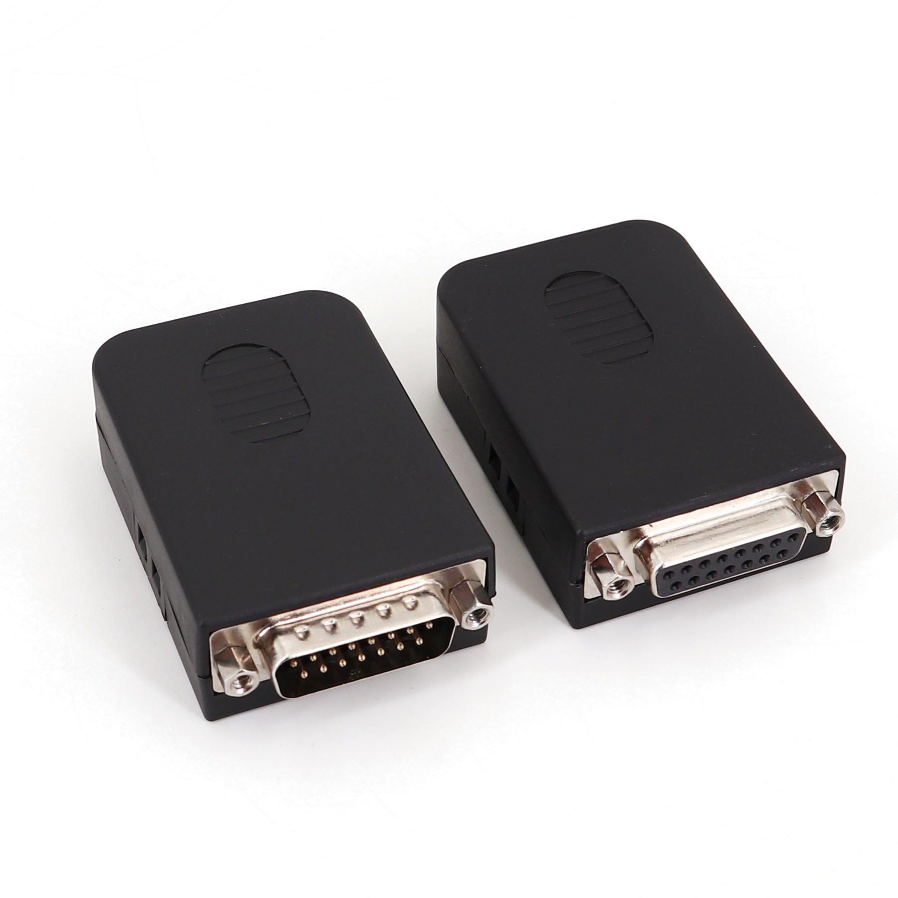 DB15 Male / Female 2 Row 15Pin Plug Breakout Terminals Board Connector with Black Plastic Cover