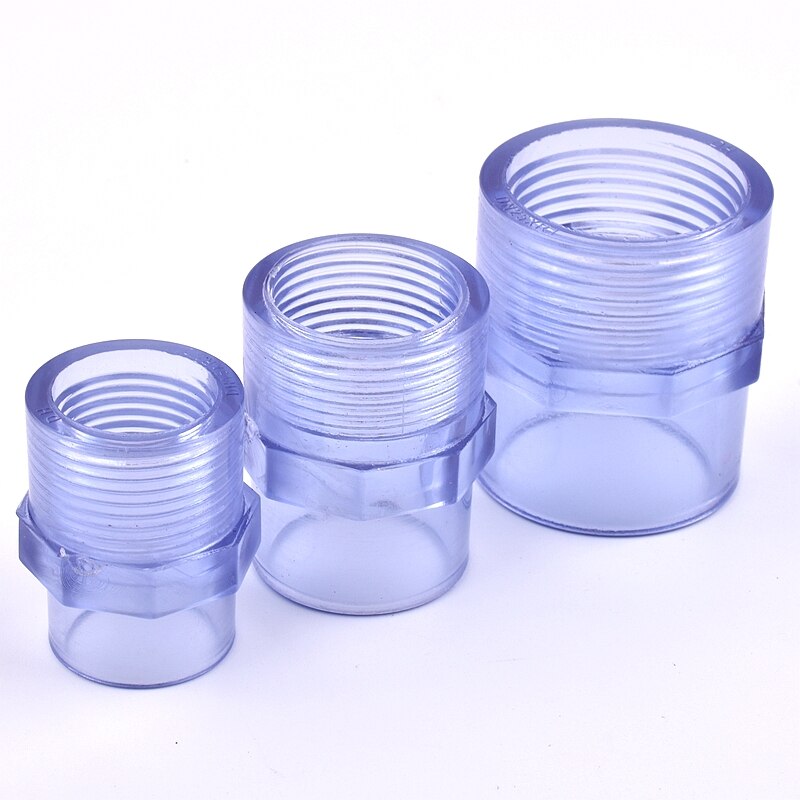 1pc UPVC Pipe Transparent 1/2"To 2" Female Thread Connectors Watering Tube Adapter Fittings Aquarium Fish Tank Socket Joints