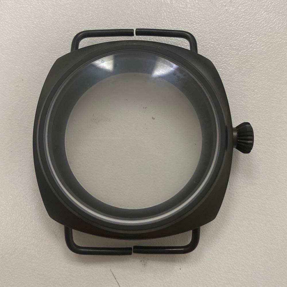 manual watch case 47mm black stainless steel hand winding watch case fit for EAT 6497/6498 movement 005