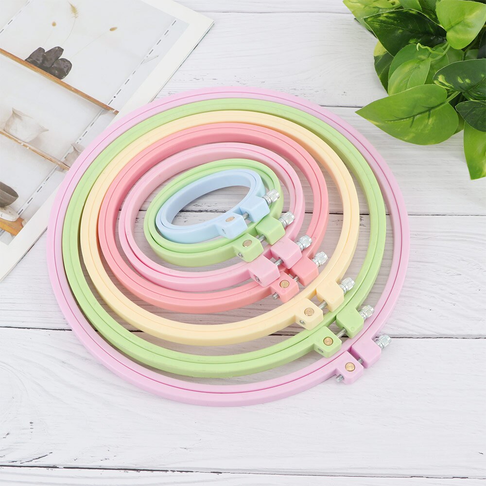 7 storlek plast godis färg diy sy broderi ring hoop verktyg broderi korsstygn ram ram ring rund båge hantverk