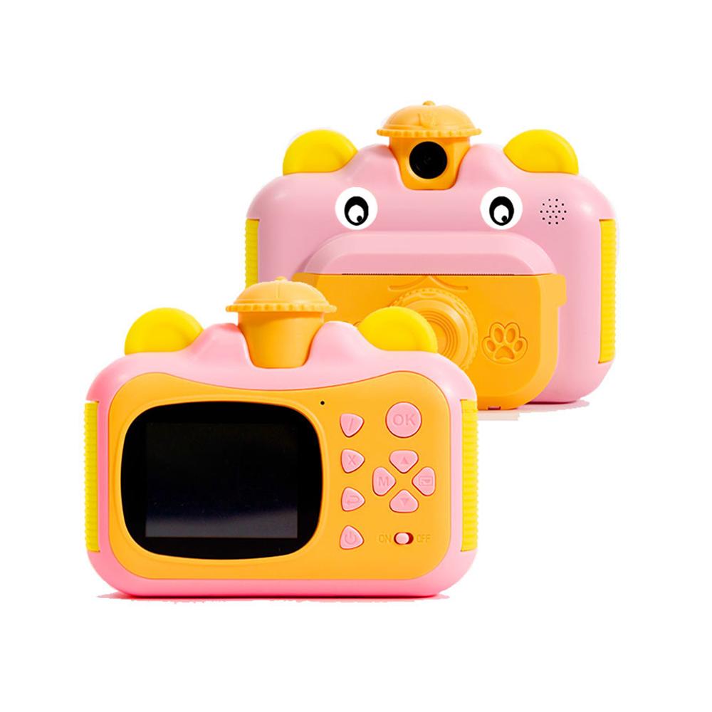 Kinder Mini Cartoon Instant Druck Kamera HD 1080P DIY Foto Druck Kamera Video Recorder Camcorder für Kinder Chritmas: Pink