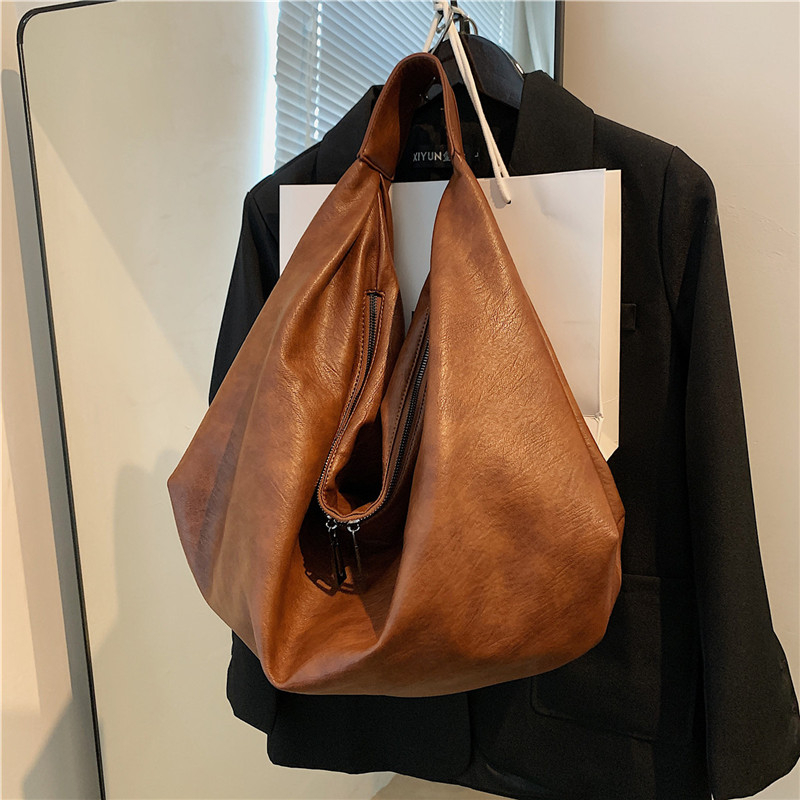 Große schwarze Umhängetaschen für Damen, große Landstreicher-Käufer-Tasche, einfarbig, hochwertiges weiches Leder, Umhängetasche, Damen-Reise-Einkaufstasche: Licht Braun