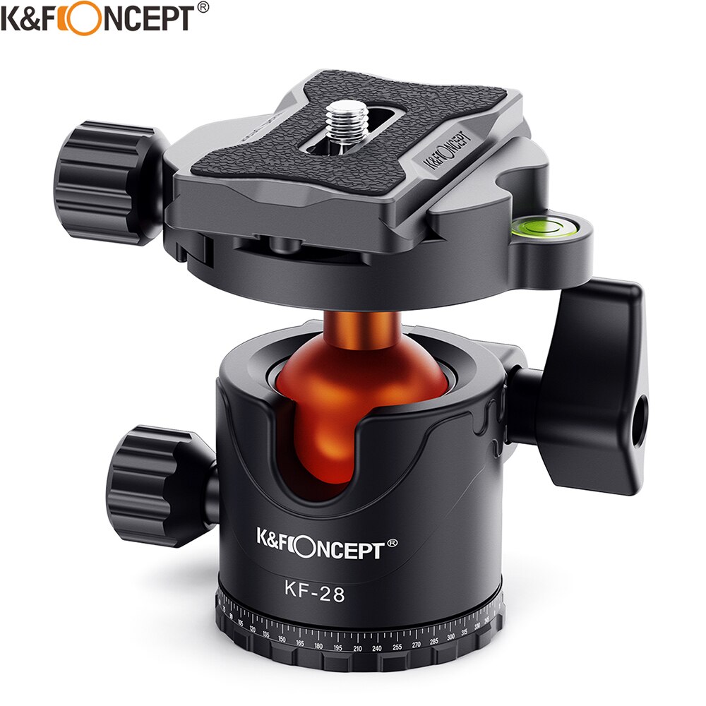 K &amp; F Concept Metal Tripod Ball Head 360 Graden Roterende Panoramisch Met 1/4 Inch Quick Release Plaat Waterpas voor Statief