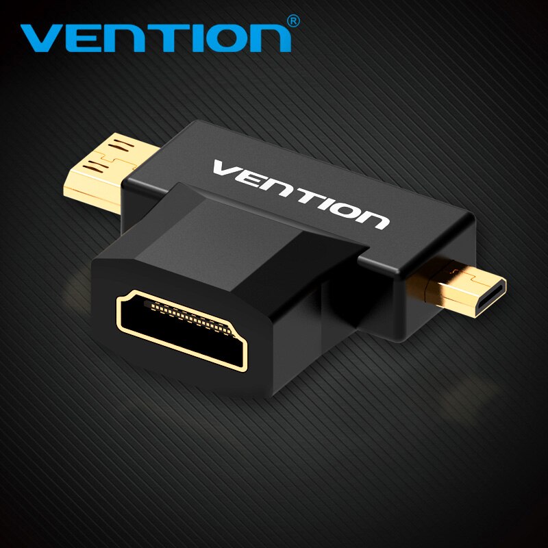 Interventie Mini HDMI/Micro HDMI naar HDMI Adapter Converter 2 in 1 3D 1080 p Man-vrouw voor TV Monitor Projector Camera: Default Title
