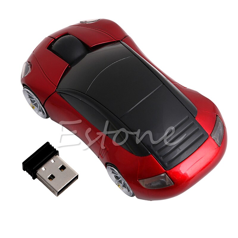 Computer Accessories 2.4GHz 3D Optical Wireless Mouse Mice Car Shape Receiver USB For PC Laptop: Red