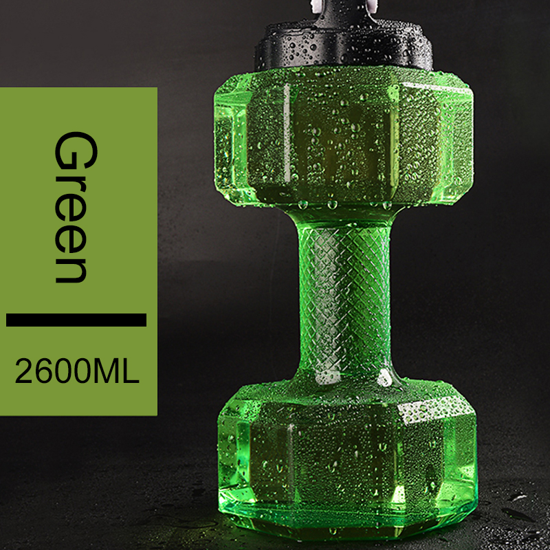 Mancuerna grande de agua para Fitness en casa, 2,6l, gimnasio, deporte, Fitness, viaje, gimnasio, entrenamiento: green
