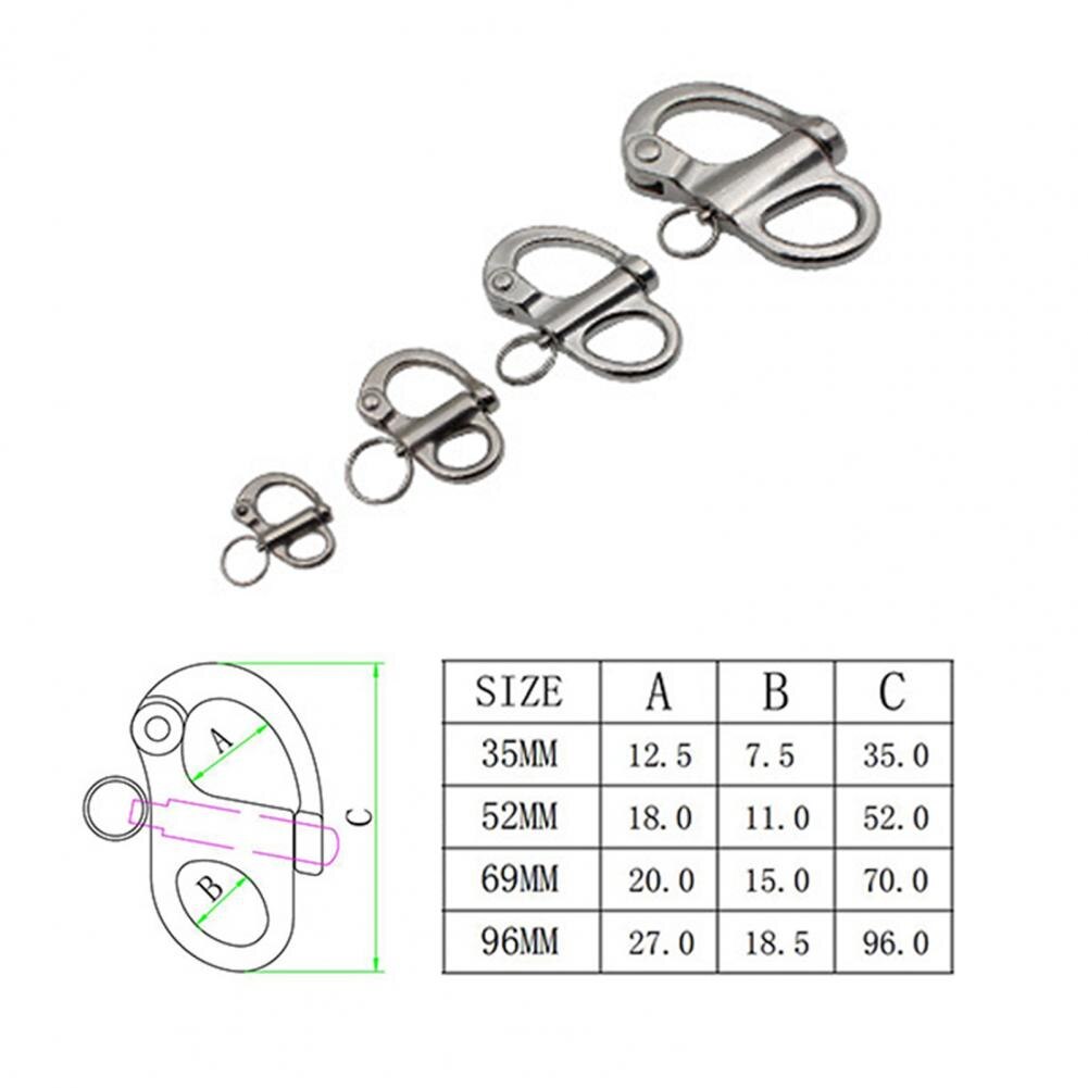 Sailing Spring Hook Durable Boat Chain Stainless Steel Swivel Snap Shackle Hand Drawn Quick Release Removable Ship for Marine