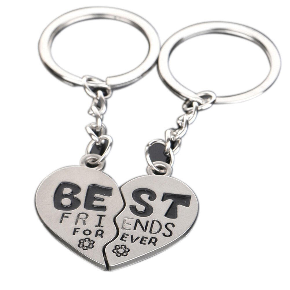 2Pcs/Pair Charm Best Friend Forever Keychains Zinc Alloy Car Key rings
