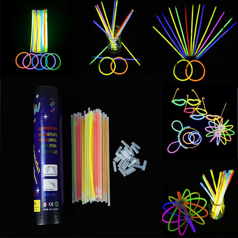 Varillas luminosas de colores combinados, gafas de juguete, diademas, pulseras, accesorios fluorescentes para decoración de fiestas, festivales y bodas