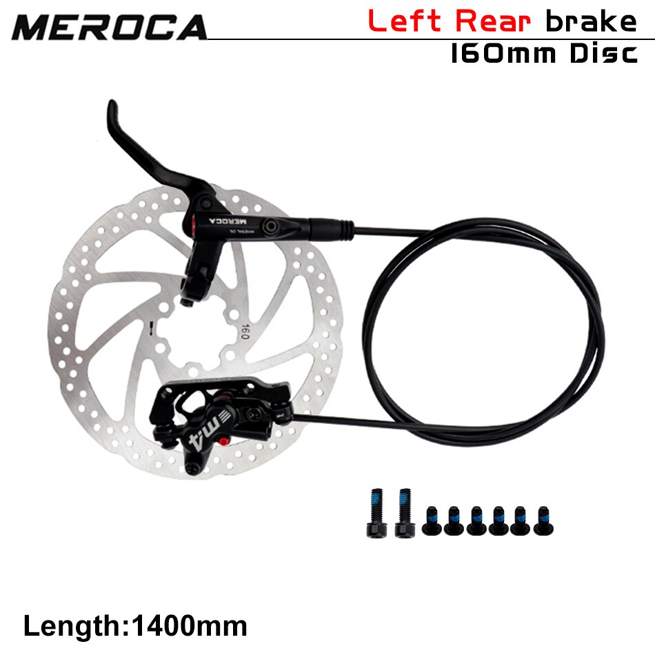 Mountain Bike Disc Brake Set 4 Pistons MTB Hydraulic Brakes 800/1400mm Four Pistons Oil Pressure Calipers For AM Enduro E4 ZEE: Left Rear 160mm