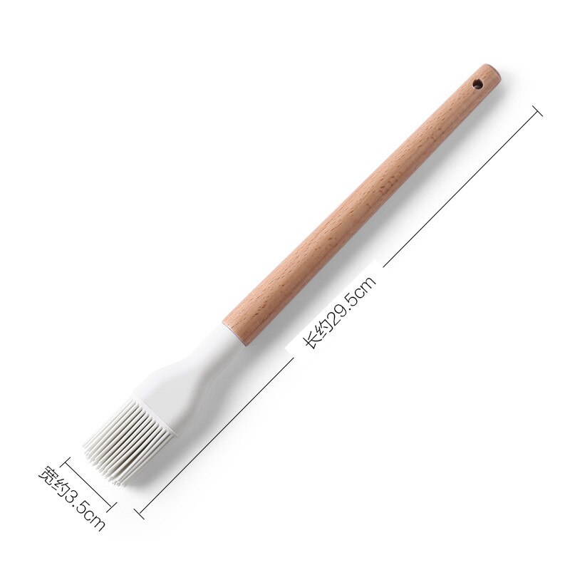Silicone Kitchen Cooking Tools Set Cook Utensils Kits Non-stick Cookware Wooden Handle Kitchenware Spatula Shovel Baking Gadgets: 1pc oil brush