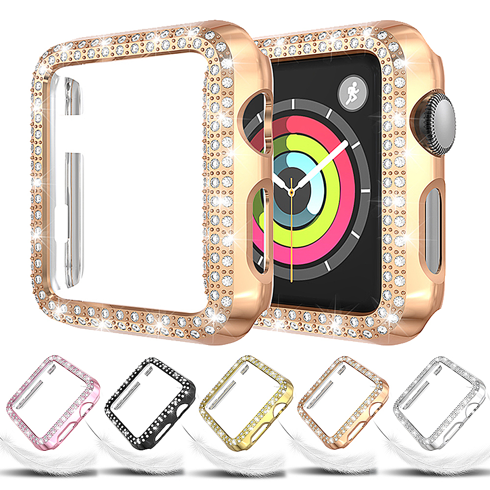 Diamantfodral för apple watch 5 44mm 40mm iwatch series 4 skärmskyddsfodral pc klockfodral för apple watch 3 fodral 38mm 42mm
