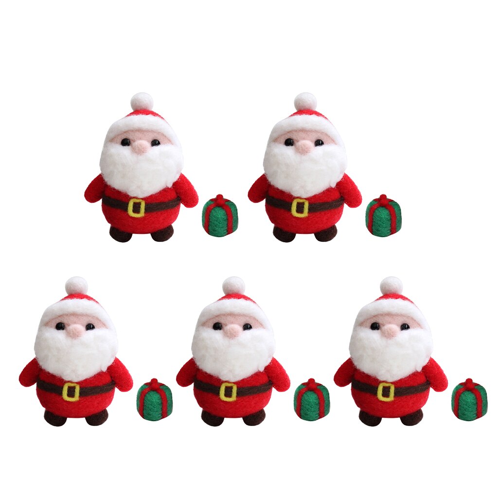 5 Sets Santa Claus With Box Wool Felt Craft DIY Non Finished Poked Set Handcraft Kit For Needle Material Bag Pack